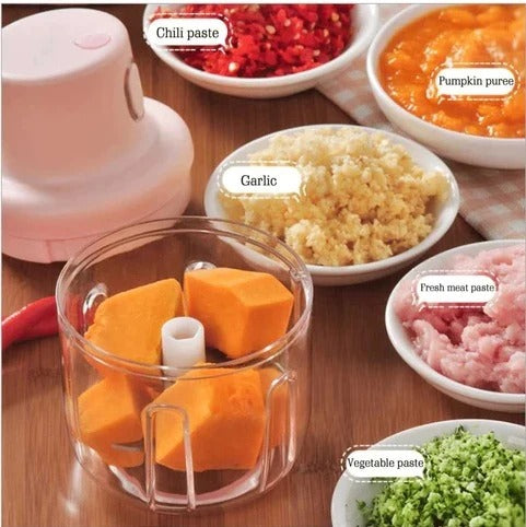 Mini Food Chopper Portable USB Rechargeable Vegetable Garlic Meat Grinder | With Cable - Size 250ml H-004