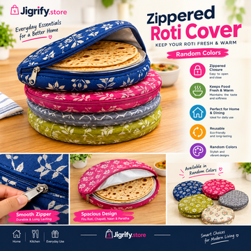 Zippered Roti Cover ( Random Colors ) Y-001