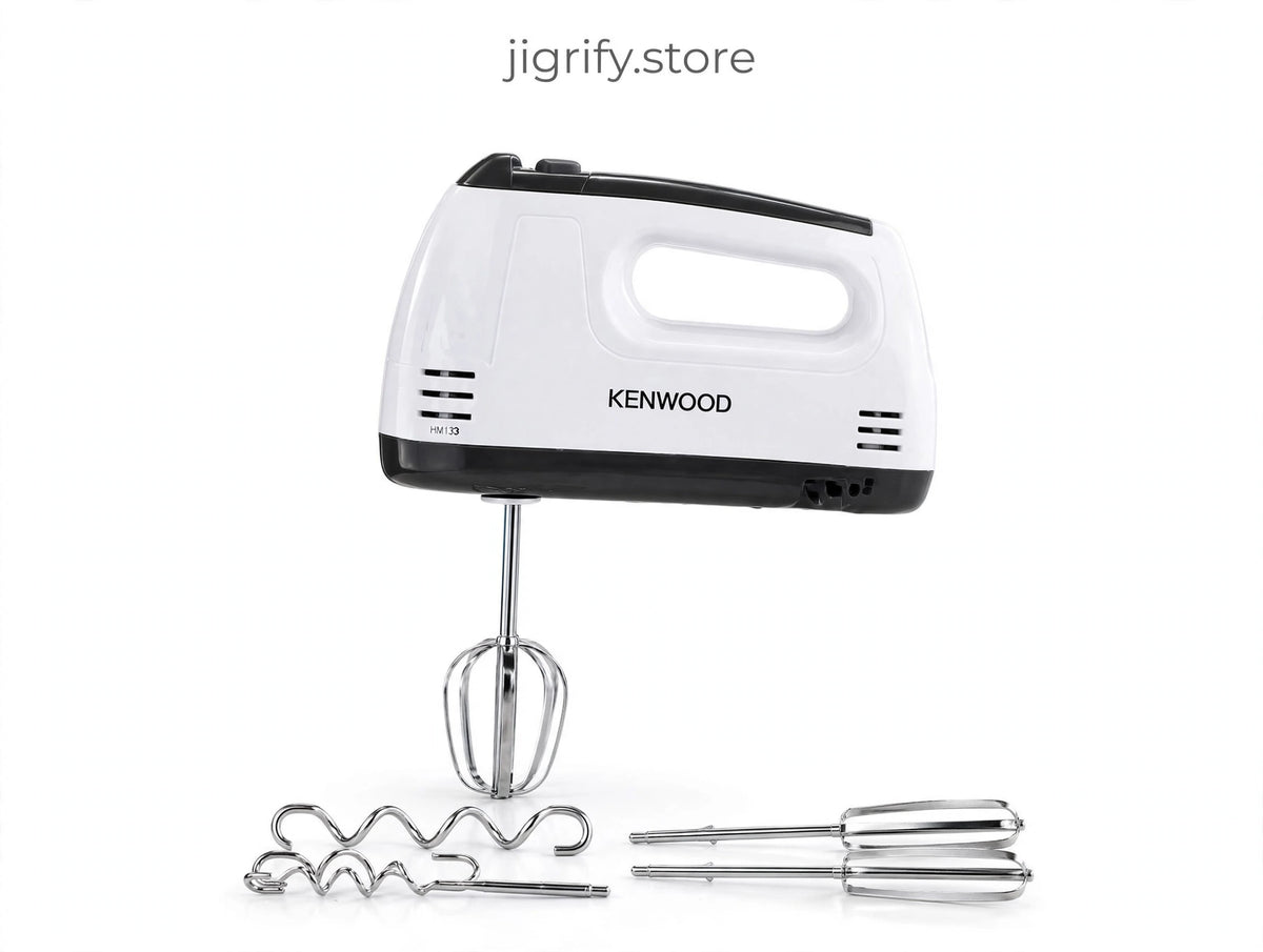Electric Kenwood Hand Mixer with 7 Speed Egg Beater and Chrome Beater + Dough Hook H-009